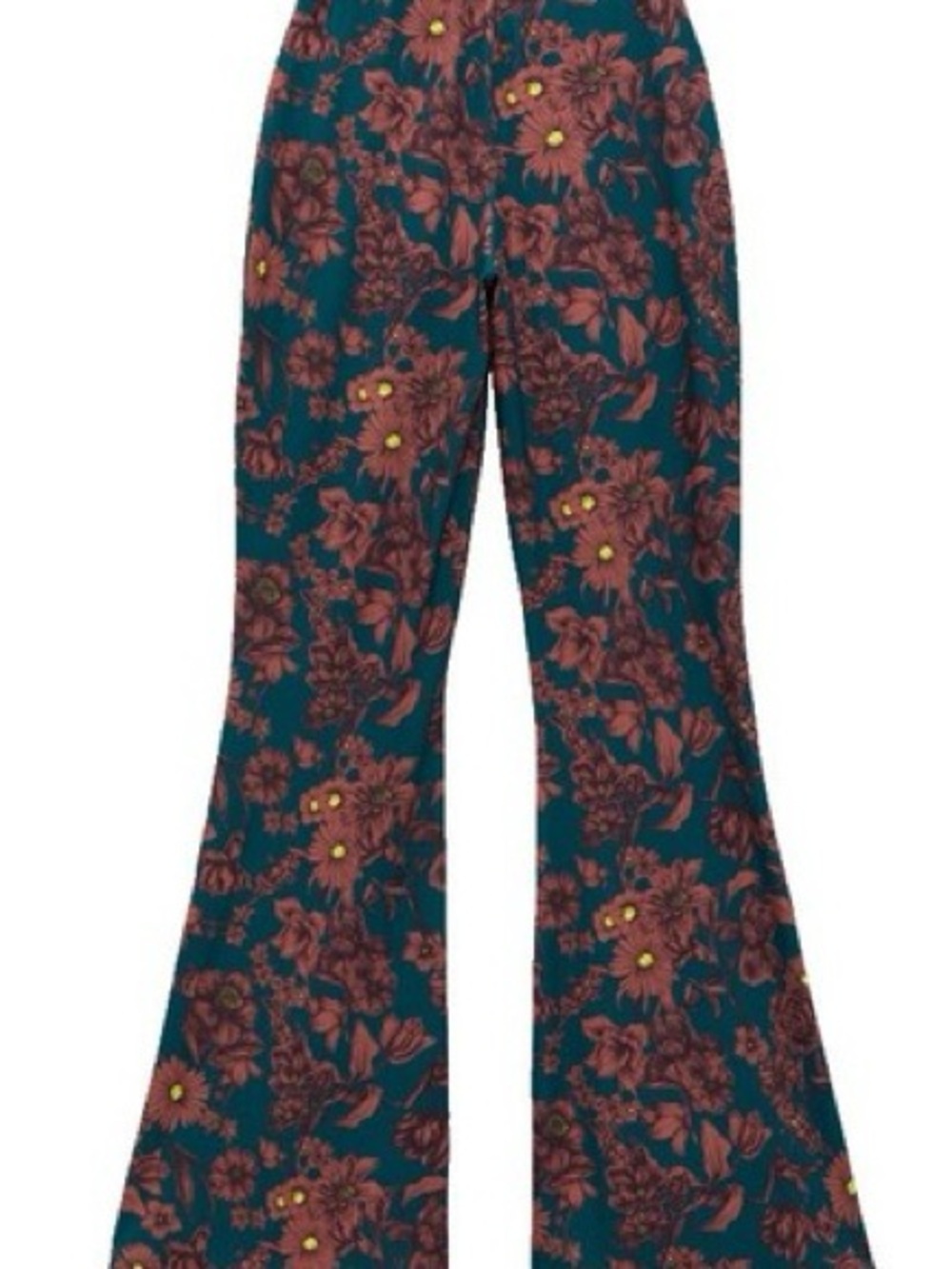 Zara Teal Floral Bellbottom Leggings